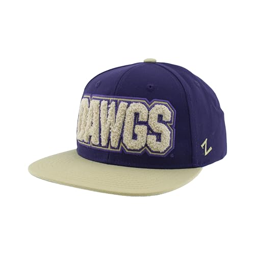 Washington Huskies NCAA Officially Licensed Adjustable Snapback Hat Flat Bill Z11 Retro Chenille Team Color