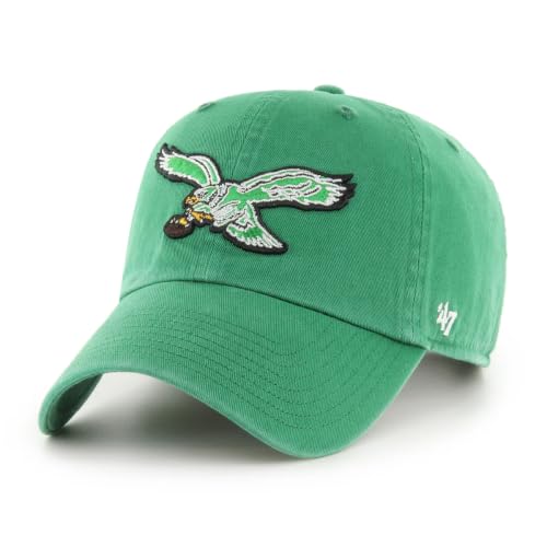 47 NFL Unisex Adult Clean Up Throwback Logo Adjustable Hat Cap One Size (US, Alpha, One Size, Philadelphia Eagles - Kelly Throwback Logo, Philadelphia Eagles)