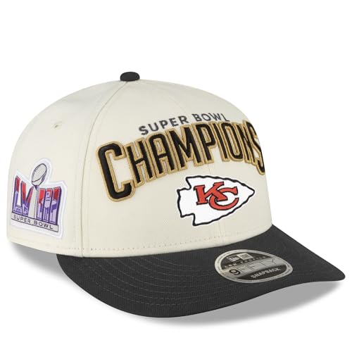 New Era Men's Cream/Black Kansas City Chiefs Super Bowl LVIII Champions Locker Room Low Profile 9FIFTY Adjustable Hat