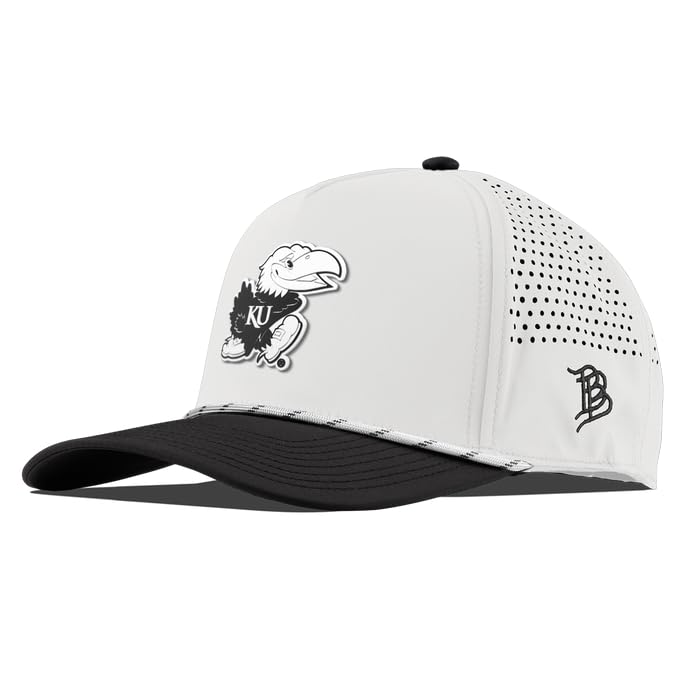 Branded Bills Officially Licensed x Kansas Jayhawks White/Black Curved 5-Panel Vintage Jayhawk College Collection PVC