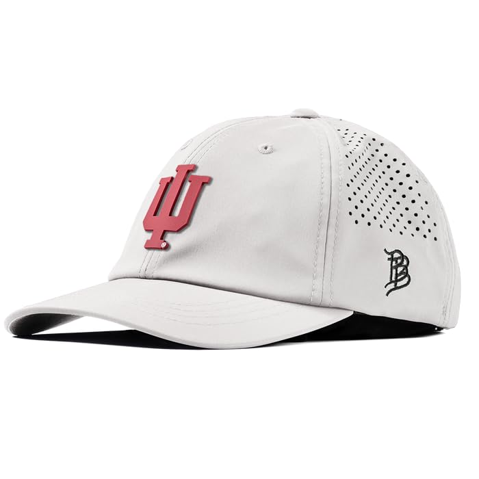 Branded Bills Officially Licensed x Indiana Hoosiers White Performance Dad Hat Indiana Team Logo PVC