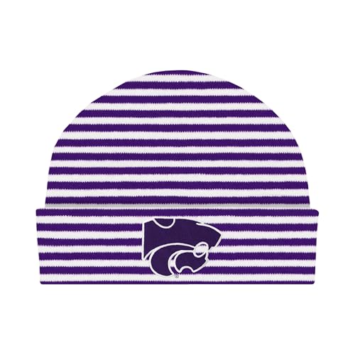 Striped Knit Cap - Kansas State Wildcats, Purple/White, Newborn 0-3 Mos