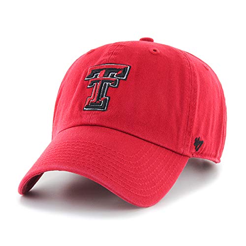 NCAA Texas Tech Red Raiders Mens '47 Clean Up Adjustable Hat'47 Clean Up Adjustable Hat, Team Color, One Size