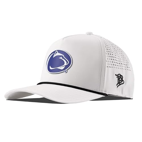 Branded Bills Officially Licensed x Penn State Nittany Lions White Curved 5 Panel Hat for Men | Baseball Cap Penn State Team Logo PVC