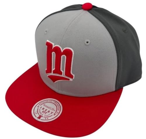 Mitchell & Ness MLB Minnesota Twins Triple Play Liberty Snapback Adjustable Hat Cap - Gray/Red (US, Alpha, One Size, Gray/Red, Minnesota Twins)