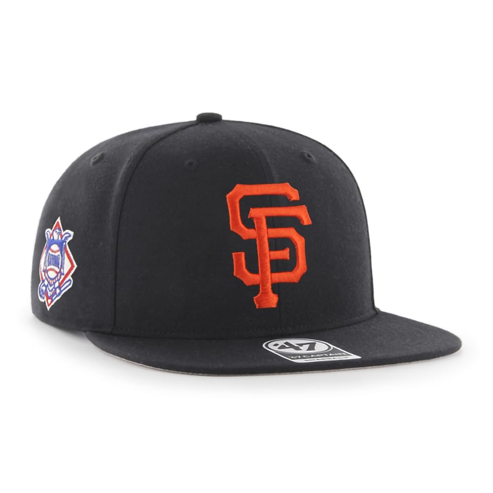 '47 MLB Sure Shot Captain Hat Adjustable Structured 6-Panel Snapback Hat Cap, Adult One Size Fits All (US, Alpha, One Size, San Francisco Giants)