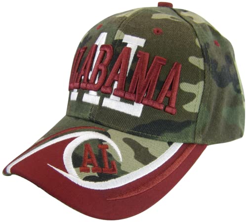 Alabama Men's Wave Pattern Adjustable Baseball Cap (Camouflage/Crimson)