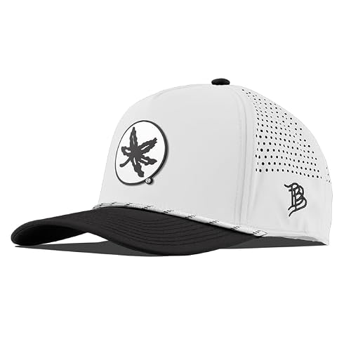 Branded Bills Officially Licensed x Ohio State Buckeyes White/Black 5-Panel OSU Buckeye Logo PVC