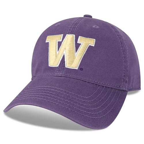 Legacy NCAA Officially Licensed Baseball Hat, Washington Huskies Team Color | Relaxed Twill Adjustable (EZA) - Lightweight Cap for Men & Women, One Size Fits Most, Adjustable Fabric Closure, Purple