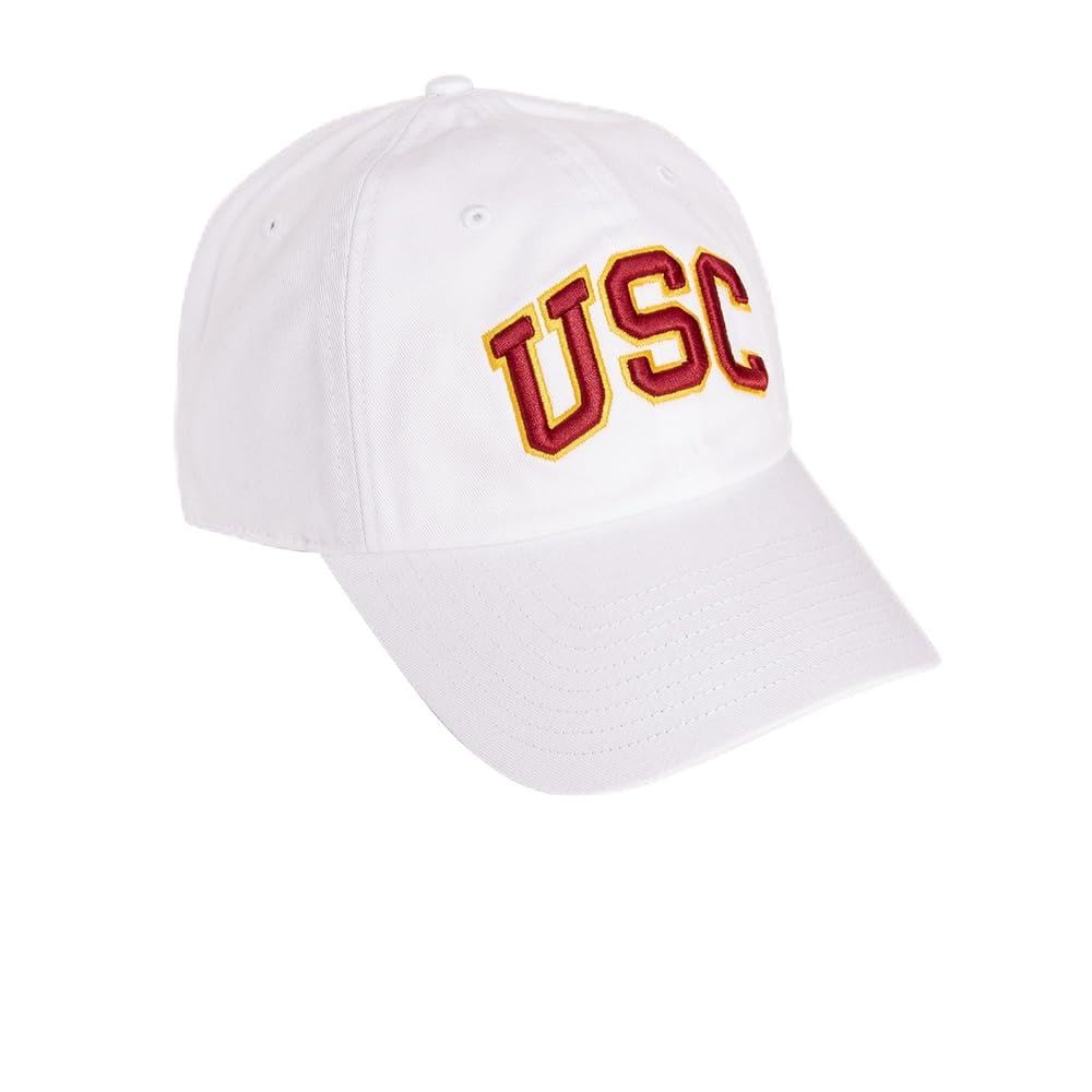 Desert Cactus USC Baseball Hat University of Southern California Trojans Brimmed Embroidered Hats Cap Adjustable Cloth Strap Adult (Style H1) White