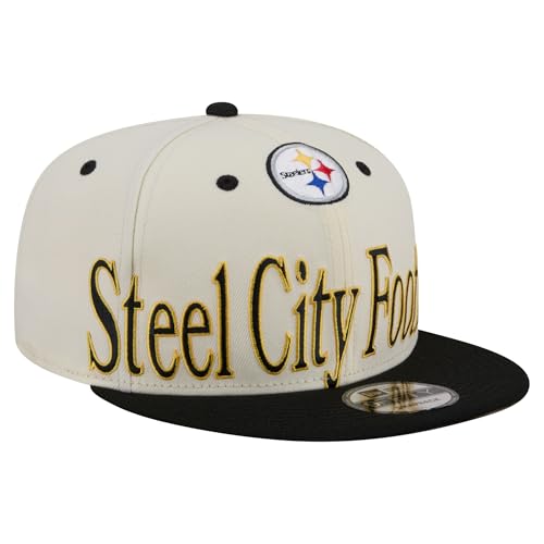New Era Men's Cream Pittsburgh Steelers Oversized Slogan 9FIFTY Snapback Hat