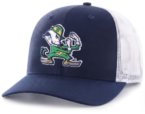 Officially Licensed Notre Dame Navy/White Mesh Trucker Hat Classic Iconic Logo Embroidery Structured Snapback Sports Cap
