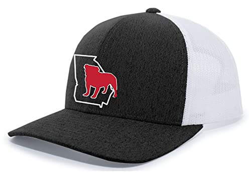 It's All About The South Georgia Outline with Bulldog Mesh Back Trucker Hat-Black Heather/White