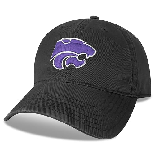 Legacy NCAA Officially Licensed Baseball Hat, Kansas State Wildcats, Lightweight Cap for Men & Women, Relaxed Twill Adjustable (EZA), Black, One Size Fits Most, Adjustable Fabric Closure