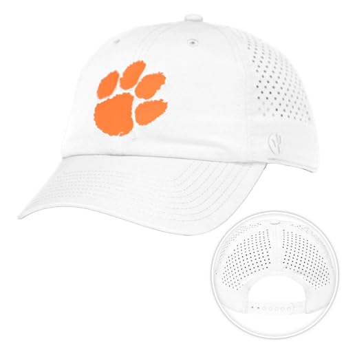 Desert Cactus Clemson University Tigers BreezePro Baseball Hat (BP1-White) | Officially Licensed CU Unstructured BreezePro Performance Hat with Adjustable Snapback Strap