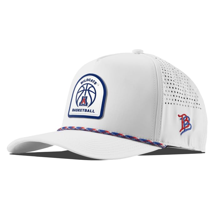 Branded Bills Officially Licensed x Arizona Wildcats White RWB Rope Curved 5-Panel Arizona Basketball PVC