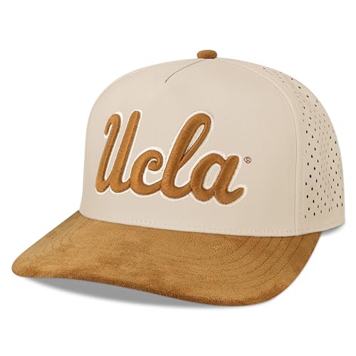 Legacy NCAA Officially Licensed Baseball Hat, UCLA Bruins | Cut Above Adjustable (CUT) - Lightweight Cap for Men & Women, One Size Fits Most, Snapback Closure, Stone/Camel Suede