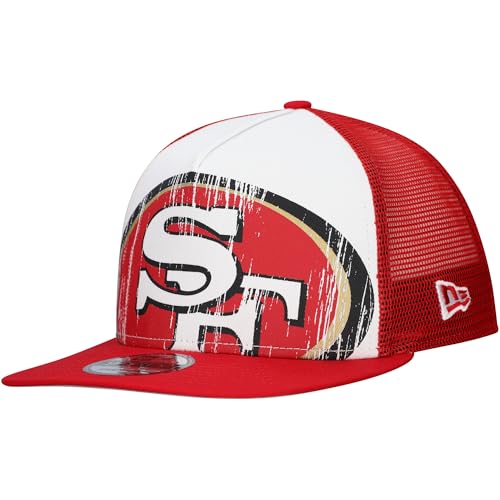 New Era Men's White/Scarlet San Francisco 49ers Distressed 9FIFTY A-Frame Snapback Hat