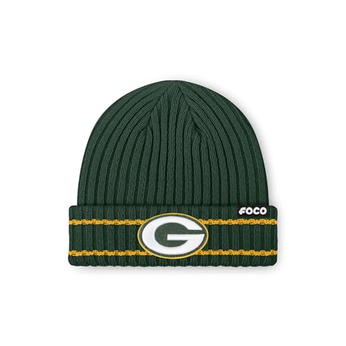 FOCO Green Bay Packers NFL Primary Logo Ribbed Beanie - Forest Team Color