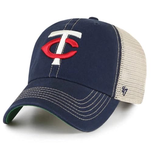 47 MLB Unisex-Adult Clean Up Trawler Trucker Adjustable Hat Cap - One Size (US, Alpha, One Size, Minnesota Twins - Navy, Minnesota Twins)