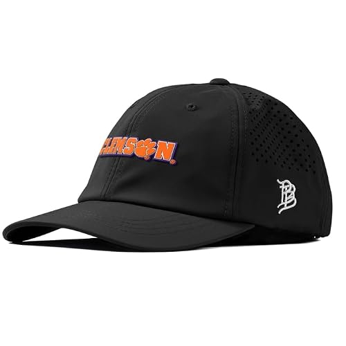 Branded Bills Officially Licensed x Clemson Tigers Black Performance Dad Hat Clemson Block PVC