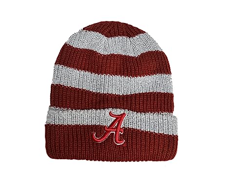 47 Alabama Crimson Tide Cuff Metallic Striped Beanie Hat - NCAA Cuffed Winter Knit Women's Cap