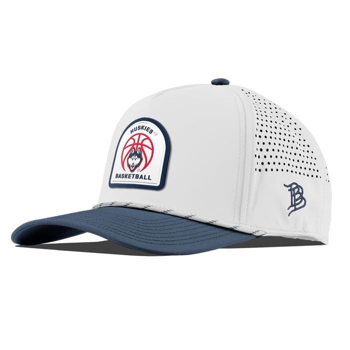 Branded Bills Officially Licensed x Connecticut Huskies White/Orion Curved 5-Panel UConn Basketball PVC