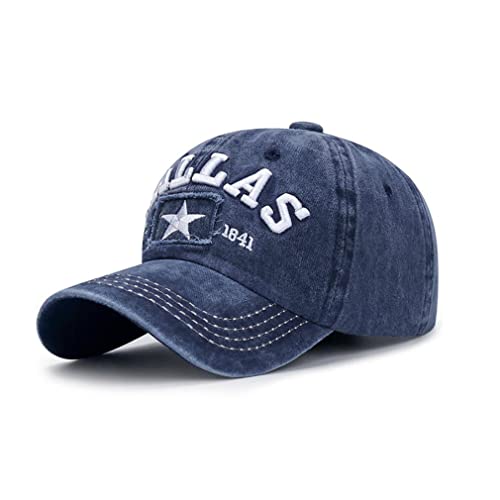 XibeiTrade Vintage Dallas Cotton Baseball Cap Men Women Retro Sports Outdoor Casual Sun Hat (Bue)