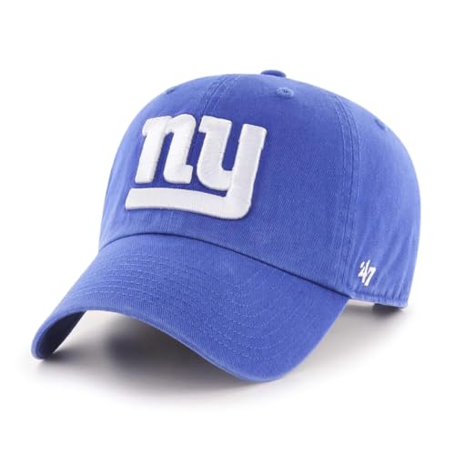 47 NFL Unisex Adult Clean Up Primary Logo Adjustable Hat Cap One Size (US, Alpha, One Size, New York Giants - Blue, New York Giants)