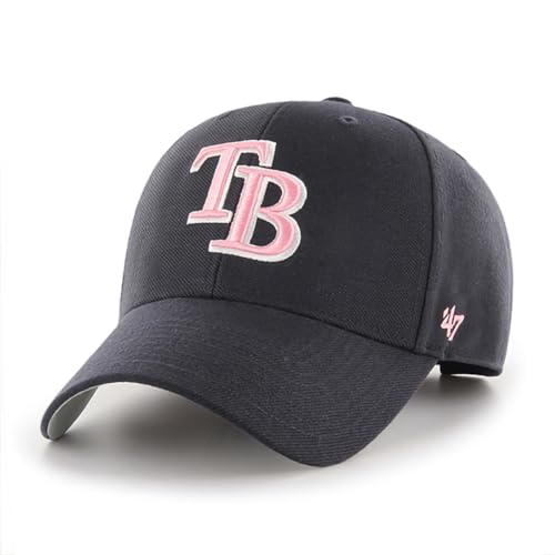'47 MLB Navy Pink MVP Adjustable Hat, Women's One Size Fits All (US, Alpha, One Size, Tampa Bay Rays)
