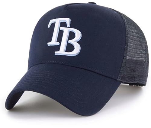 Officially Licensed Tampa Bay Baseball Navy Blue Classic Mesh Trucker Hat Primary Home Team Logo Adjustable Structured Snapback Sports Ball Cap
