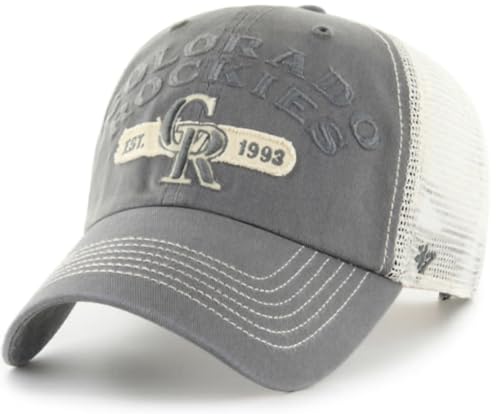 47 MLB Riverbank Mesh Clean Up Adjustable Hat, Adult One Size Fits All (US, Alpha, One Size, Colorado Rockies)