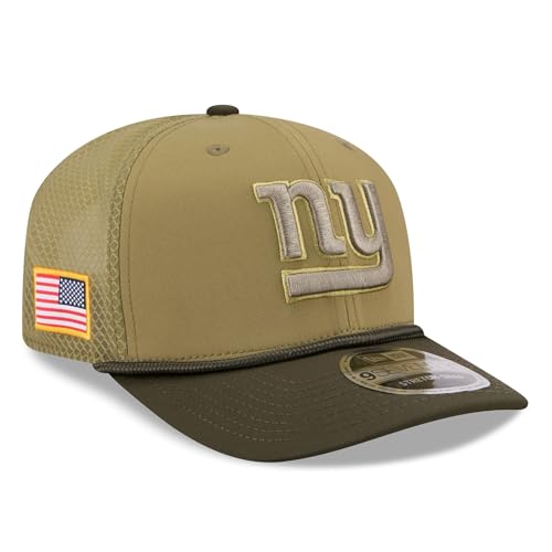 New Era Unisex-Adult NFL 2025 Salute Army Green 9SEVENTY Football Stretch Adjustable Snapback Hat One Size Fits All - New York Giants - Green