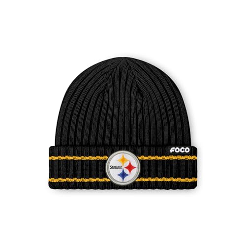 FOCO Pittsburgh Steelers NFL Primary Logo Ribbed Beanie - Black