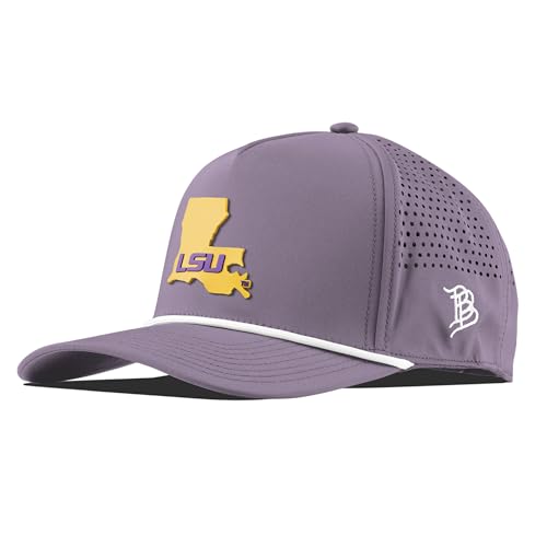 Branded Bills Officially Licensed x LSU Tigers Purple Curved 5 Panel Hat for Men | Baseball Cap Gold State PVC