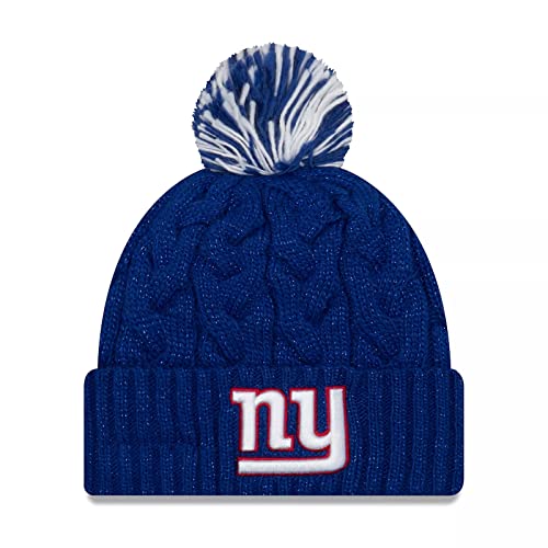 New Era Women's NFL Official Cozy Cable Knit Cuff Pom Beanie Hat (as1, Alpha, one_Size, New York Giants)