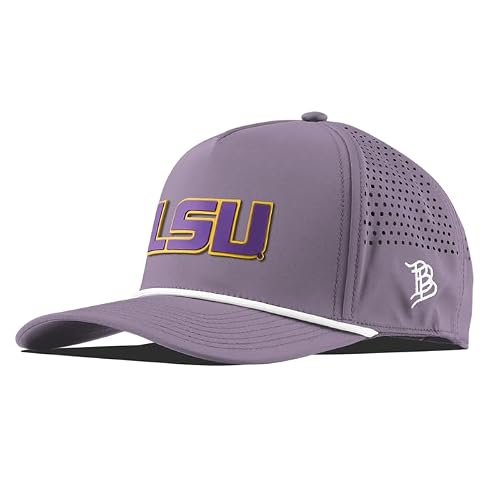 Branded Bills NCAA LSU Tigers Purple 5-Panel Performance LSU Purple Block PVC, Lightweight, Comfortable Baseball Cap