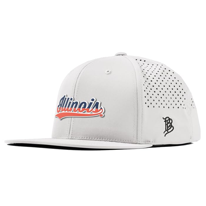 Branded Bills Officially Licensed x University of Illinois Illini White Flat Performance Illinois Script PVC
