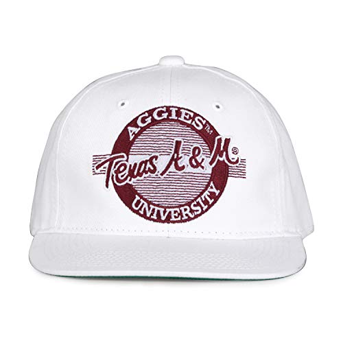 The Game NCAA Texas A&M Aggies Retro Circle Design Hat, Adjustable One Size, White