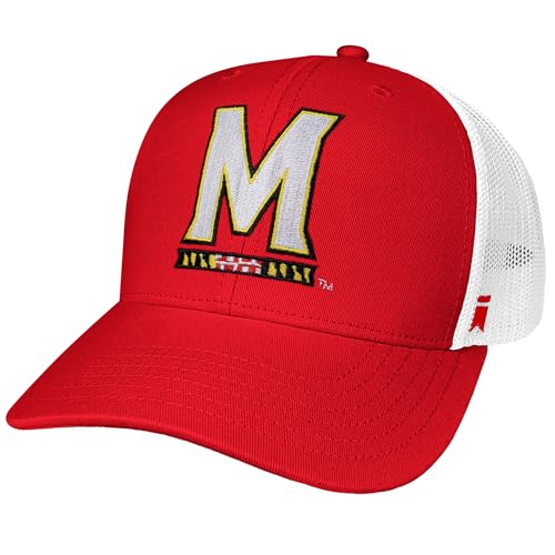 University of Maryland Team Logo Snapback Trucker Hat - Unisex, Women, Red