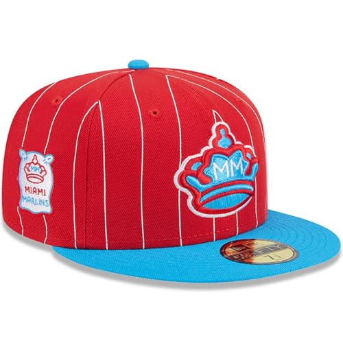 New Era Miami Marlins 59FIFTY City Connect Fitted Cap, Hat (US, Numeric, 7 3/4, Red Blue)