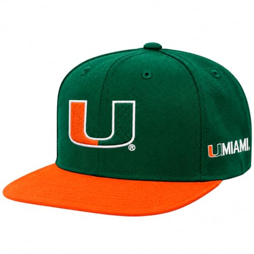 NCAA Kids Youth 8-20 Official Primary Logo 2-Tone Snapback Hat Cap One Size (US, Alpha, One Size, Miami Hurricanes)
