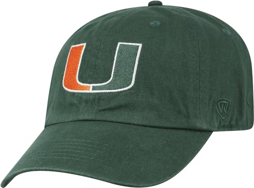 Collegiate Hats - Fitted Caps Adjustable Hats and Snapbacks Available (Adjustable Hat, Miami Green Logo)