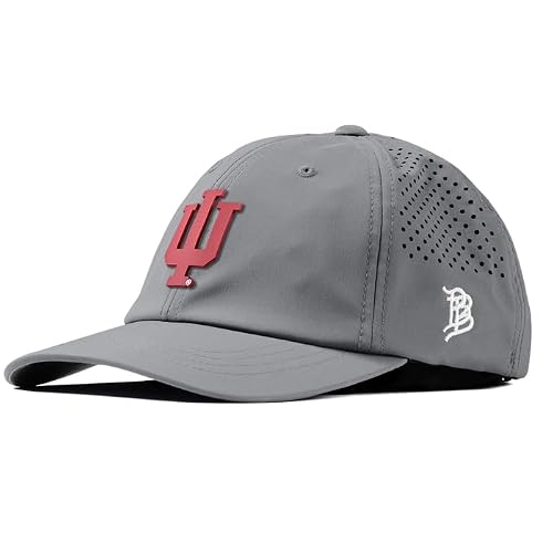 Branded Bills Officially Licensed x Indiana Hoosiers Slate Performance Dad Hat Indiana Team Logo PVC