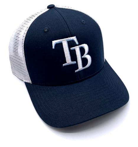 Officially Licensed Tampa Bay Baseball Hat Classic Team Logo Adjustable Two-Tone Mesh Trucker Embroidered Cap