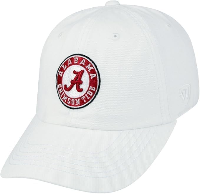 Collegiate White Team Color Adjustable Hats (US, Alpha, One Size, Alabama Circle Icon)