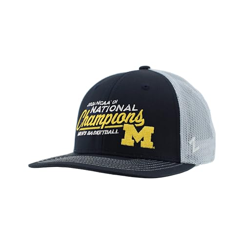 NCAA Officially Licensed Michigan Wolverines Men's Basketball National Champs 2026 Adjustable Snapback Hat Dunk Navy