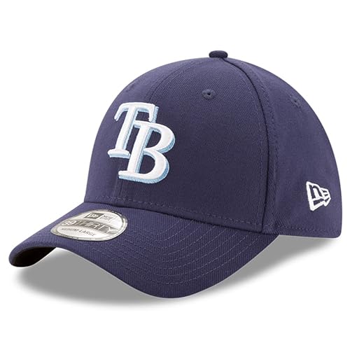 New Era MLB 39Thirty Team Classic Stretch Flex Fit Team Color Primary Logo Primary Logo Baseball Cap Hat - Tampa Bay Rays Navy - Medium-Large