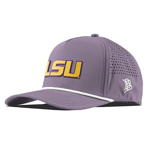 Branded Bills Officially Licensed x LSU Curved 5 Panel Hat for Men| Baseball Cap Purple