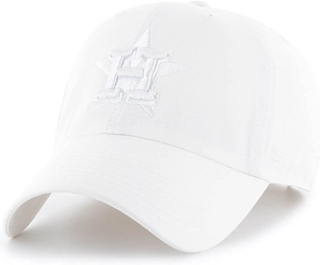 47 Brand MLB White White Primary Logo Clean Up Adjustable Baseball Cap Hat, Adult One Size Fits All - Houston Astros White
